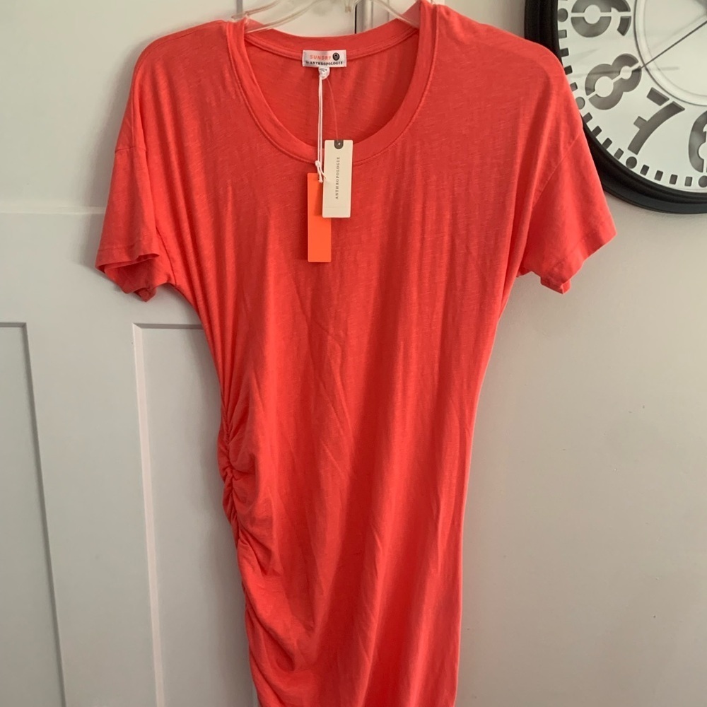 Anthropologie Sundry T-shirt dress coral NEW - Picture 2 of 5
